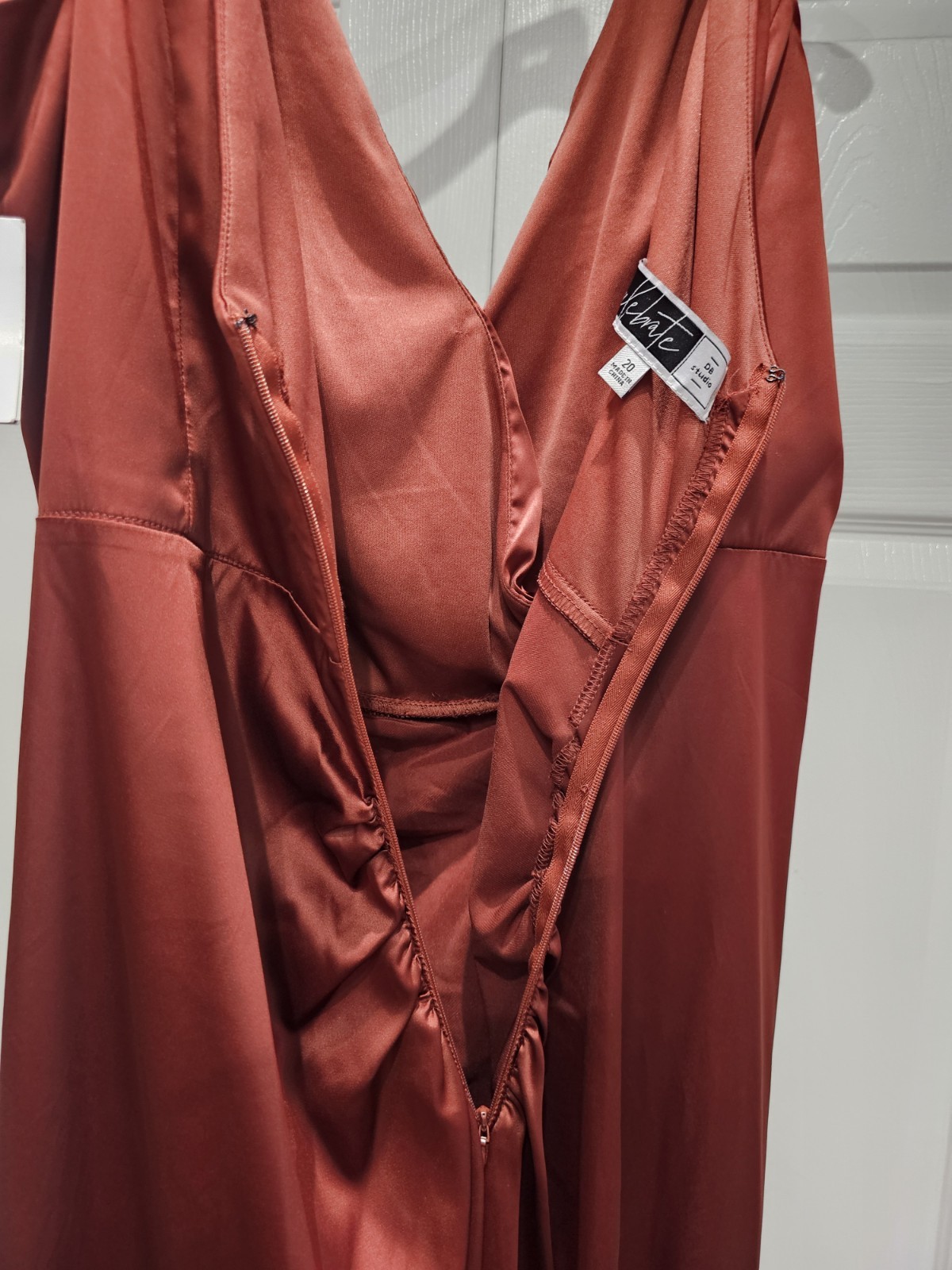 DB Studio Drawstring Dress Brown Satin