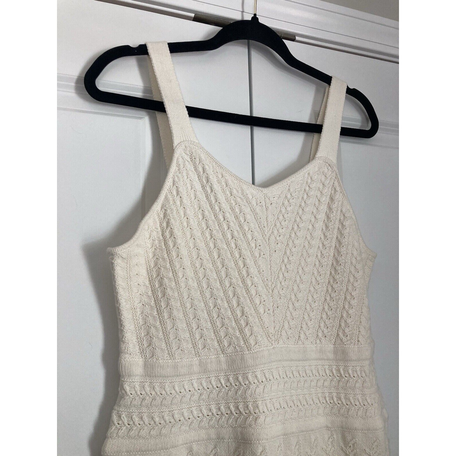 Haute Hippie NWT Cotton Stitch Embroidered Ivory Sleeveless Dress Size Medium