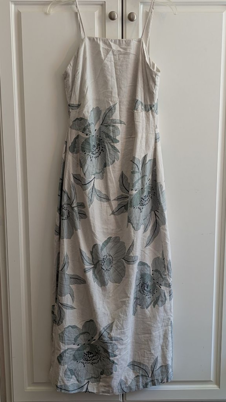Women’s Joie Beige & Green Floral Linen Blend Maxi Dress M