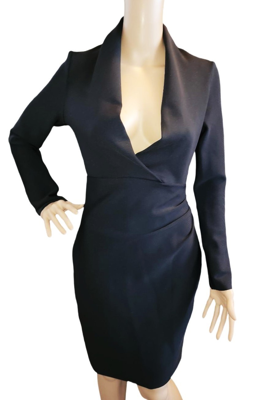 BELLA BARNETT SZ M BLACK V-NECK BANDAGE BODYCON DRESS STRETCH NWT USA SELLER