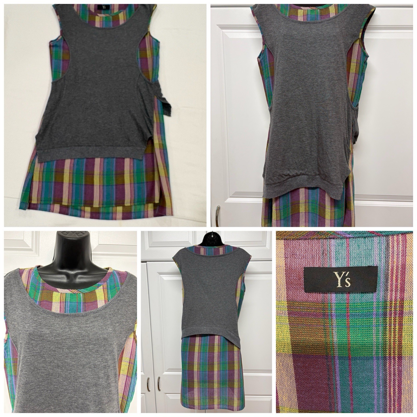 Y’s by Yohji Yamamoto Asym Pressed Linen Polyester Cotton Nylon Dress Size 2