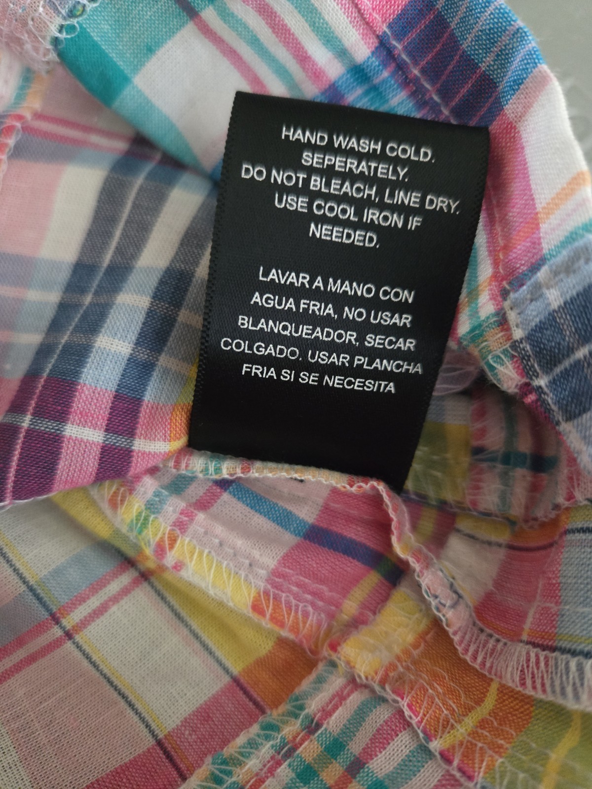 R&K Original Multi Madras Patchwork Plaid Ruffle Sleeve Dress Size 18, Cotton