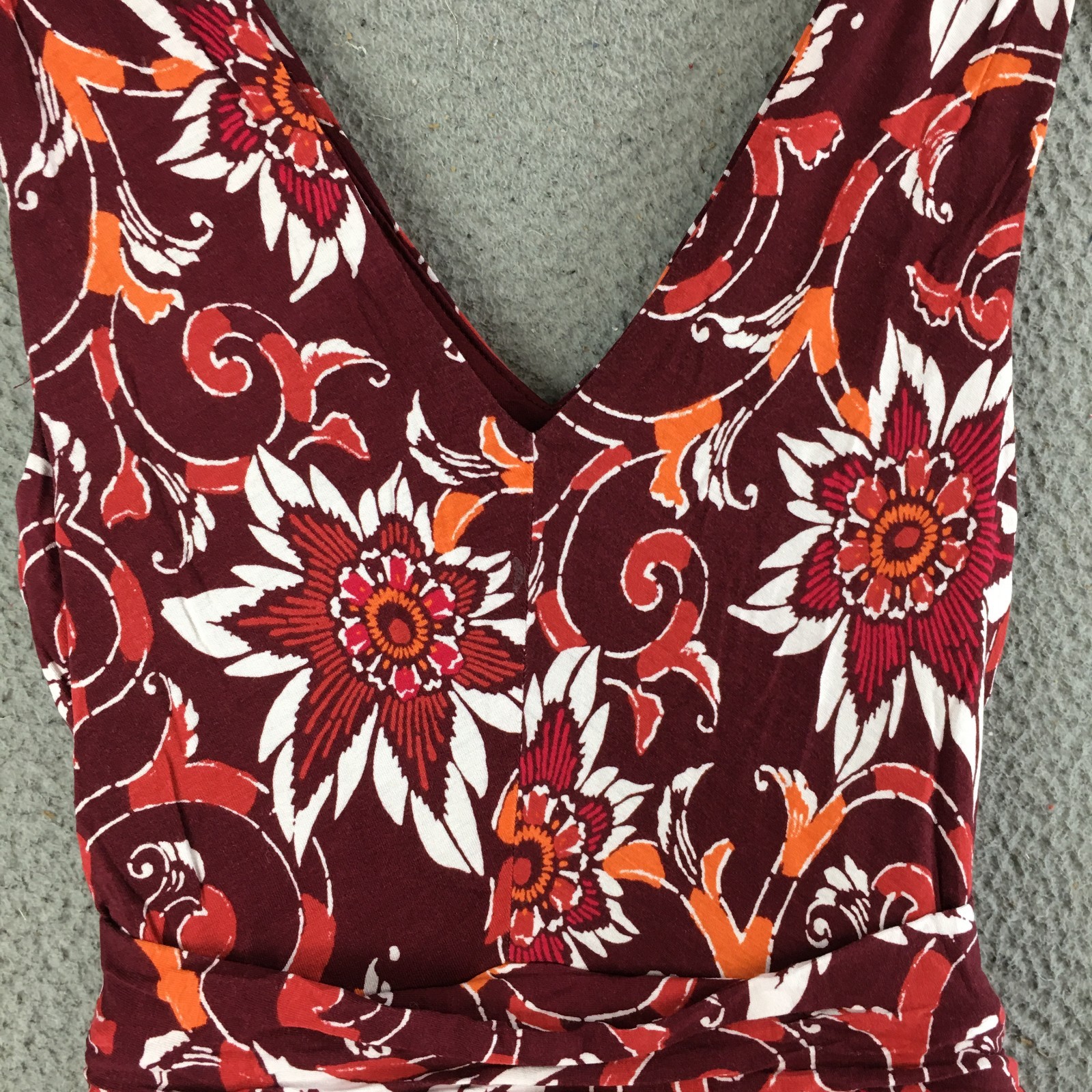 Loft Outlet Mini Dress Womens XSP Sleeveless V-Neck Floral Print Casual Burgundy