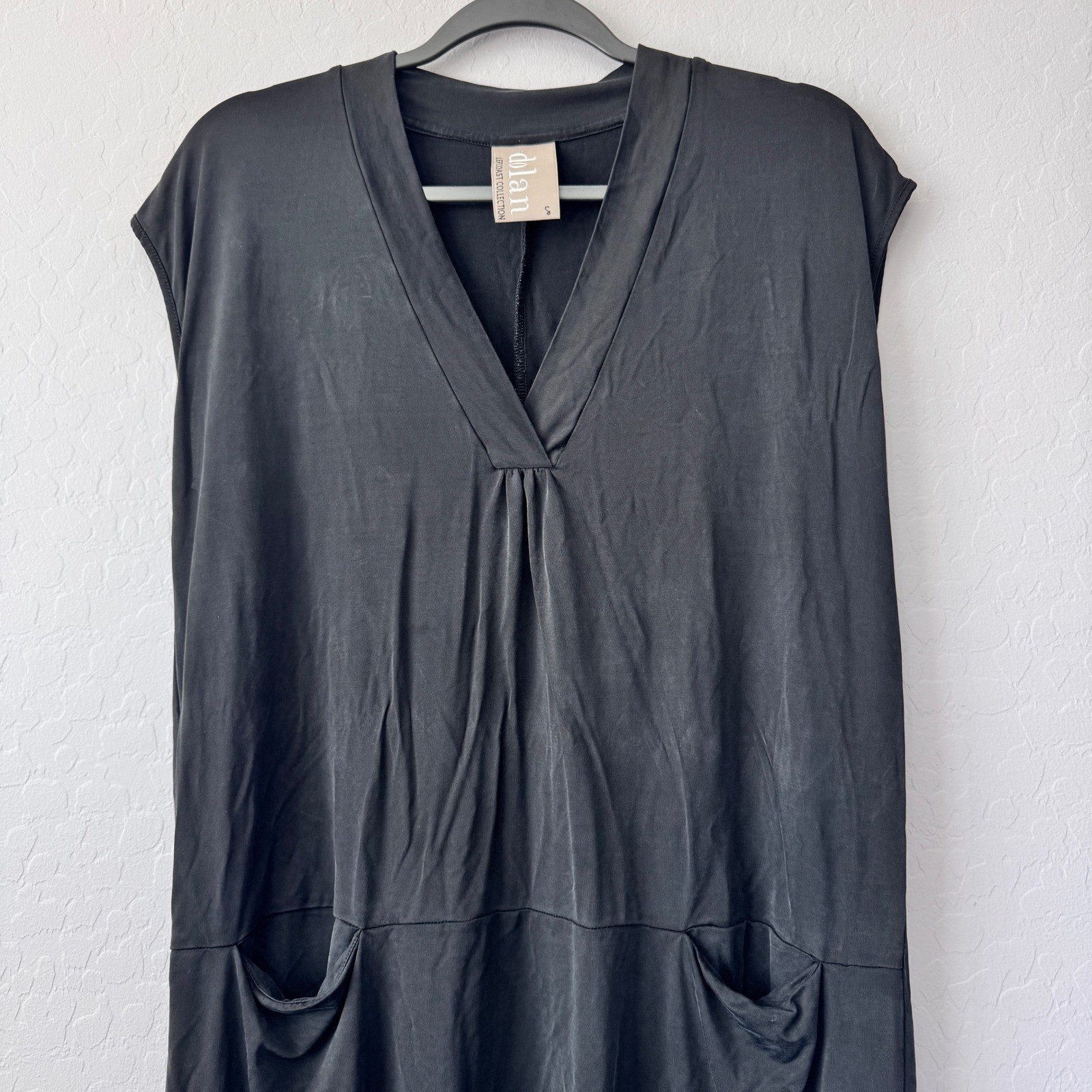 Dolan Left Coast Collection Black Dress V Neck Pockets Hi Low Hem Small