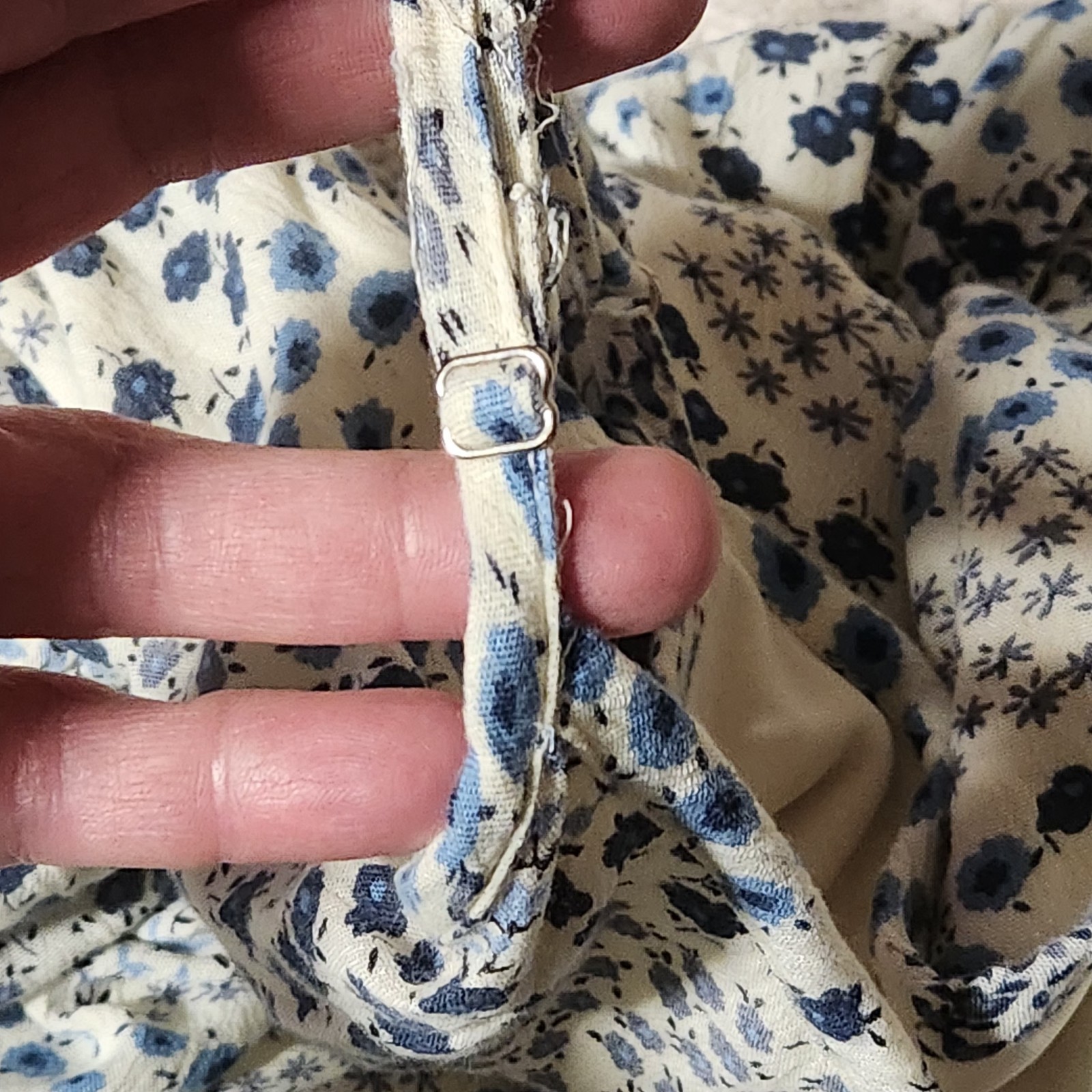 Cedar Rose Midi Dress Womens Sz S Rayon Adjustable Lined Blue Ditsy Floral