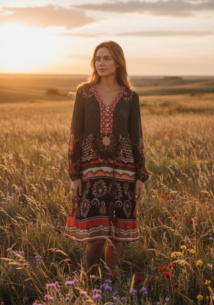 Bohemian Boho Dress Label Ritue Kimar Size XS Perfect All Season Dress