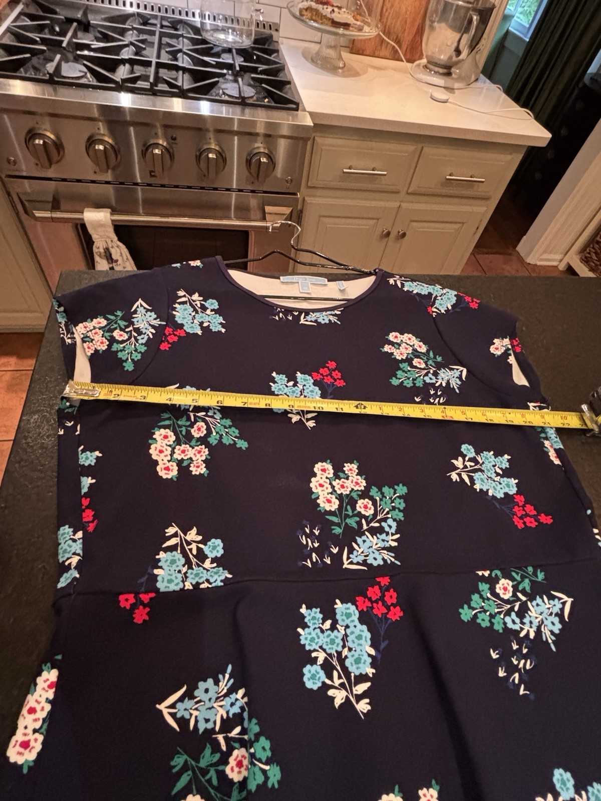 Draper James Women’s Cap Sleeve Dark Blue Navy Floral Slip-On Dress Size 1X