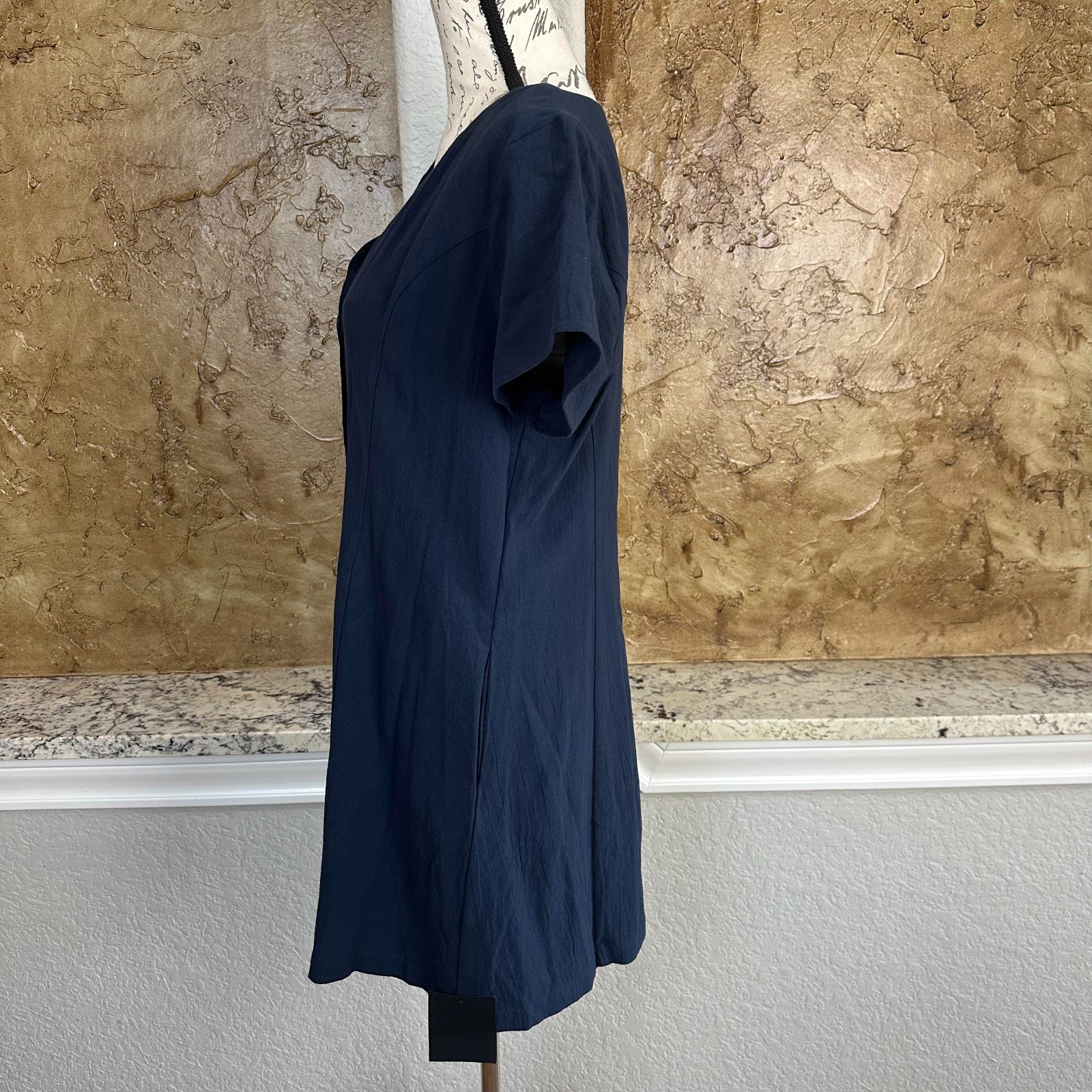 NWT Lulus Everyday Sweetness Mini Dress Large Button Front Pockets Navy Blue