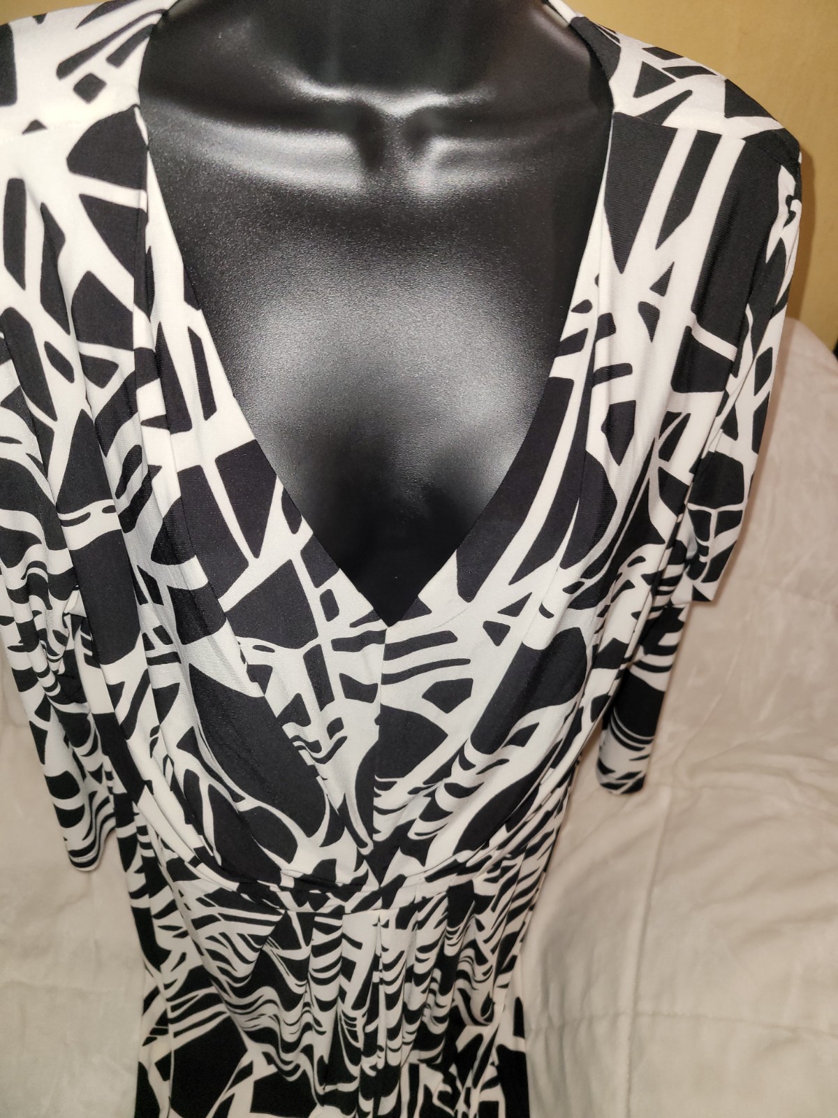 Anne Klien Black And White Print Long Classy Dress Size XL