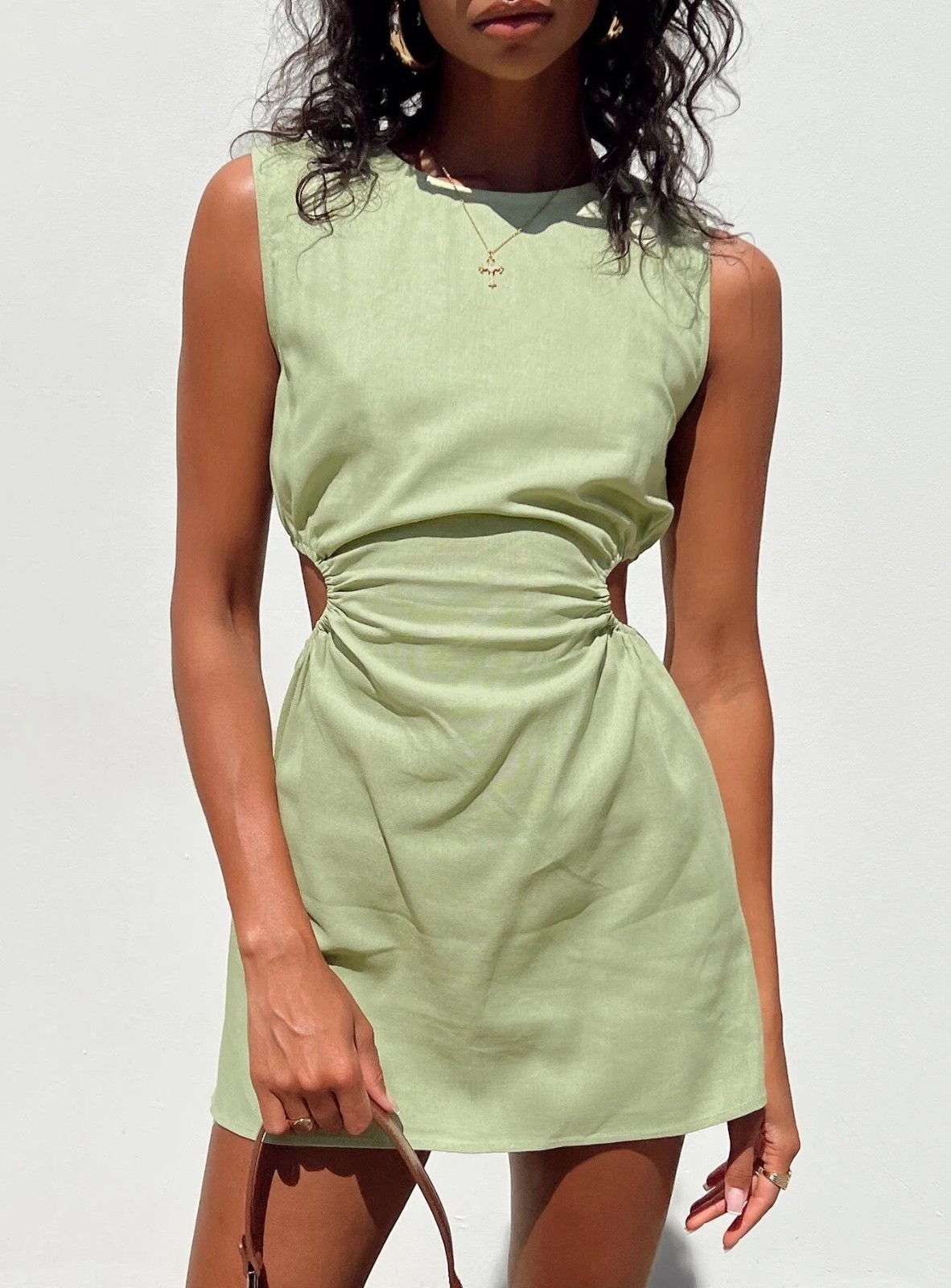Princess Polly Light Green Sleeveless Cutout Mini Dress Size U.S. 4