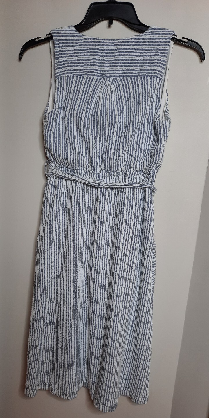 Lost + Wander Womens Full Button Front Midi Dress Size M Pinstripe Pockets