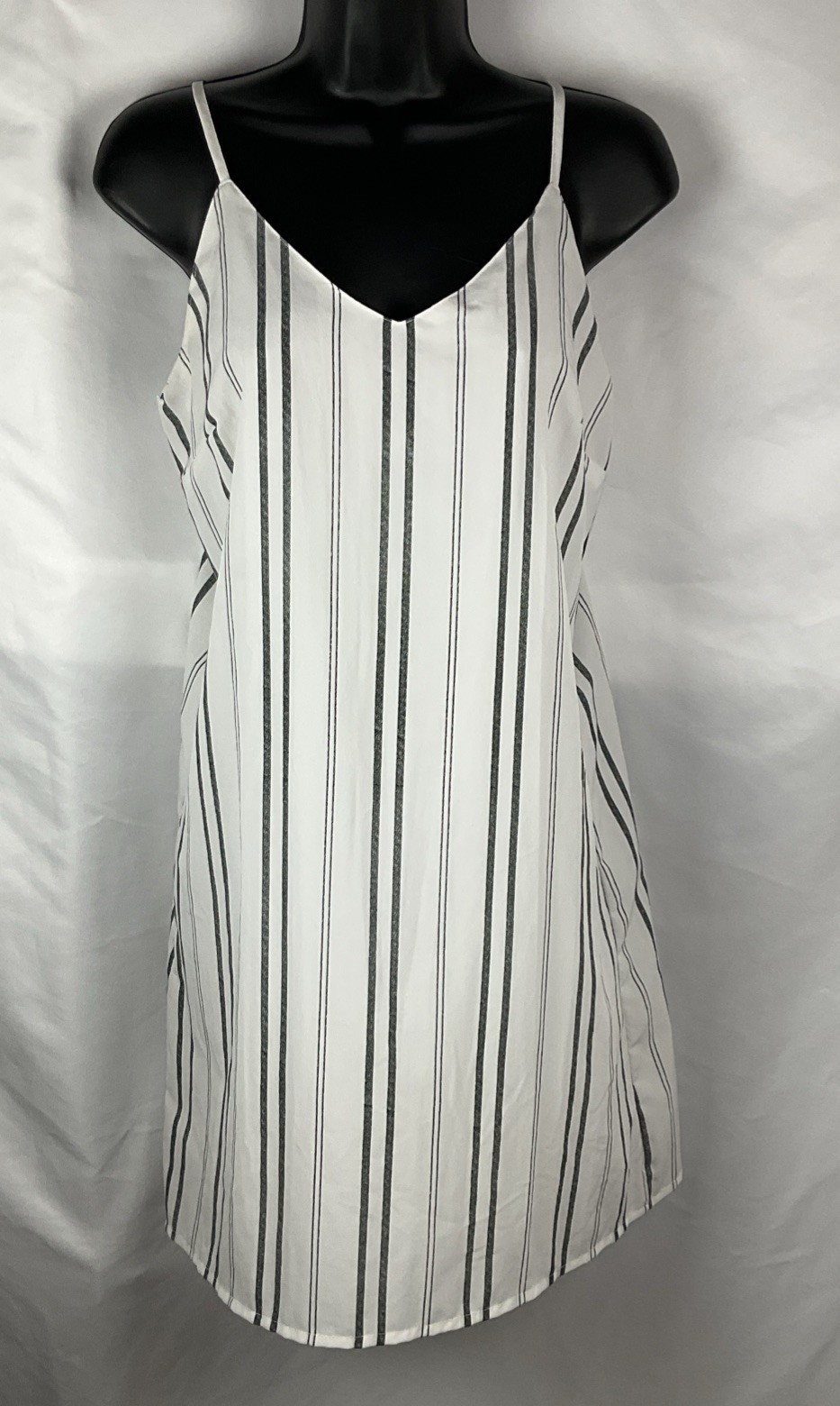 Japna Women’s Medium White Black Washed Striped Shift Dress Lightweight Lined
