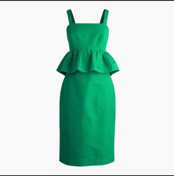 J. Crew Cotton & Silk Peplum Fully Lined Shift Dress Kelly Green Size 2 New!