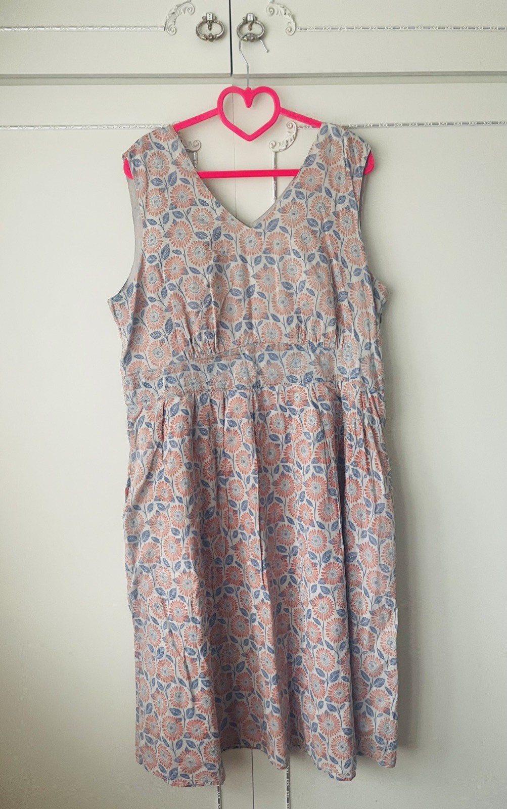 💝 Seasalt ” PICNIC SPOT ” Dress Size 18 Grey Orange Floral Print