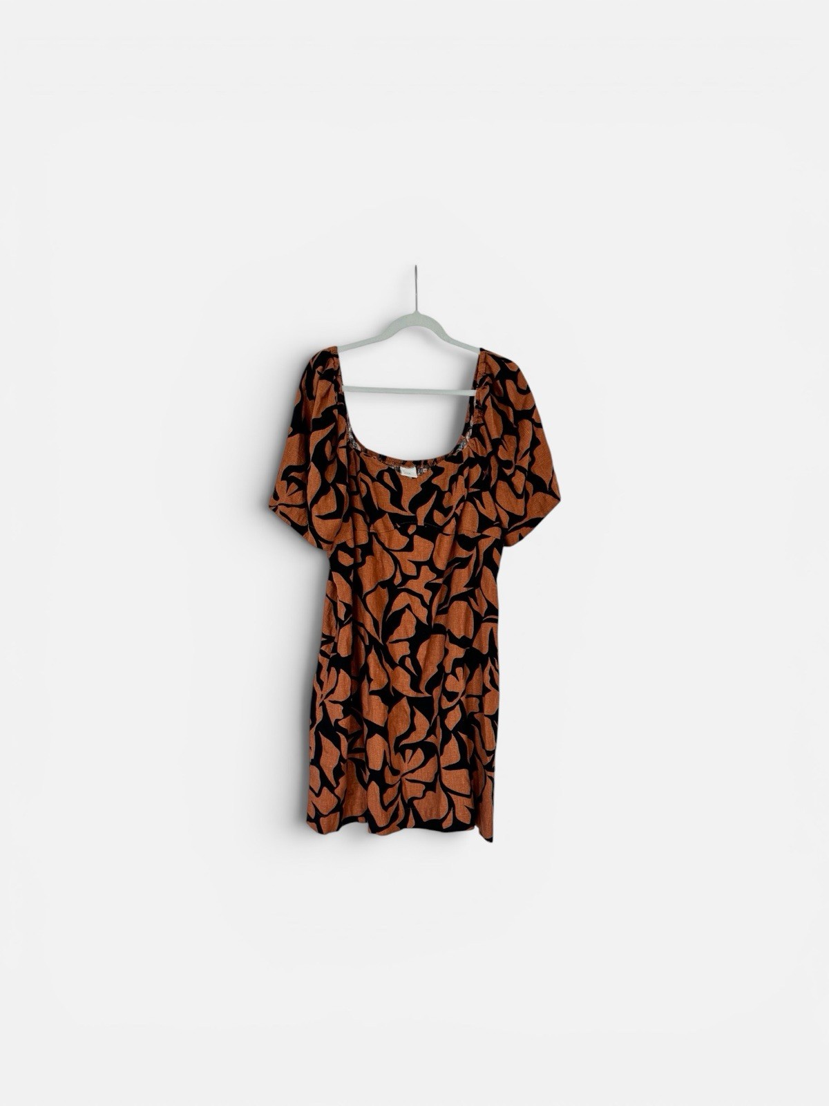 A New Day Women’s Rust and Black Leaf Print Mini Dress Size XL NWT Summer Spring