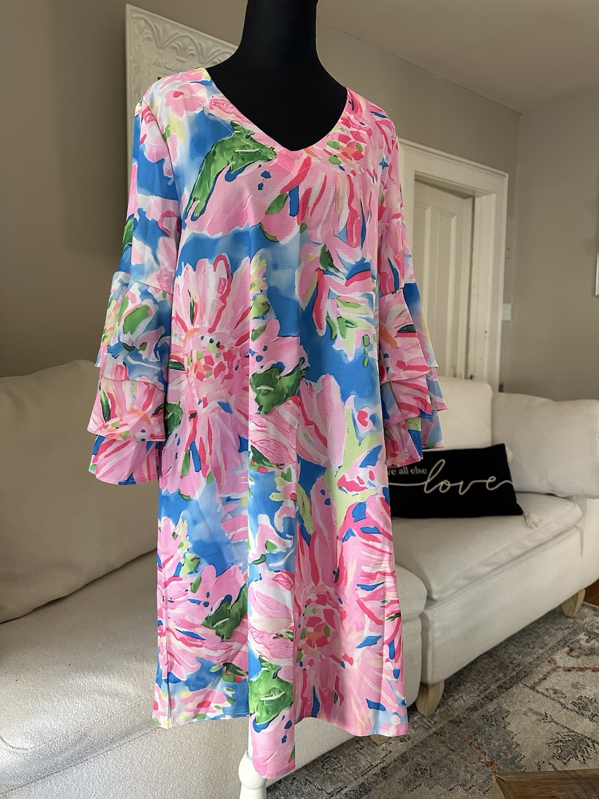 ZOLUCKY Women’s Mini Sundress A Line Dress Vacation Casual Boho Beach Size M