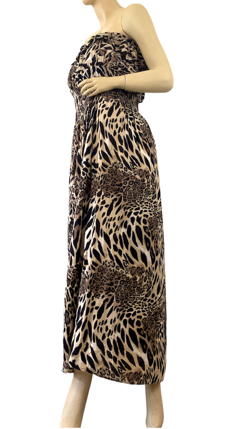 Love Heart Chesley Maxi Sleeveless Animal Print Brown Collarless Dress Size 2X