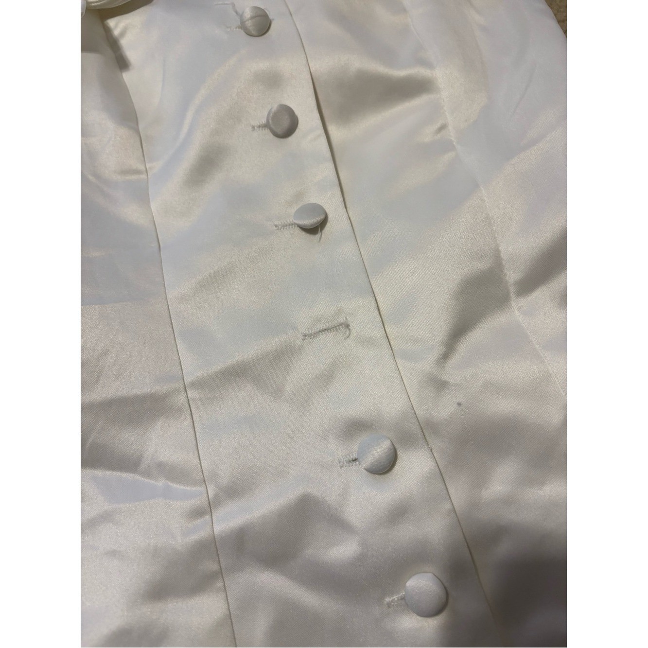 Peppermayo White Bow-Shoulder Button Mini Dress