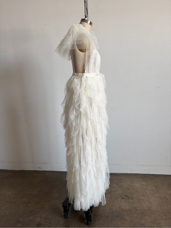 $489 NWT For Love And Lemons “Maxine” Tulle Maxi Dress in Ivory Sz XXS