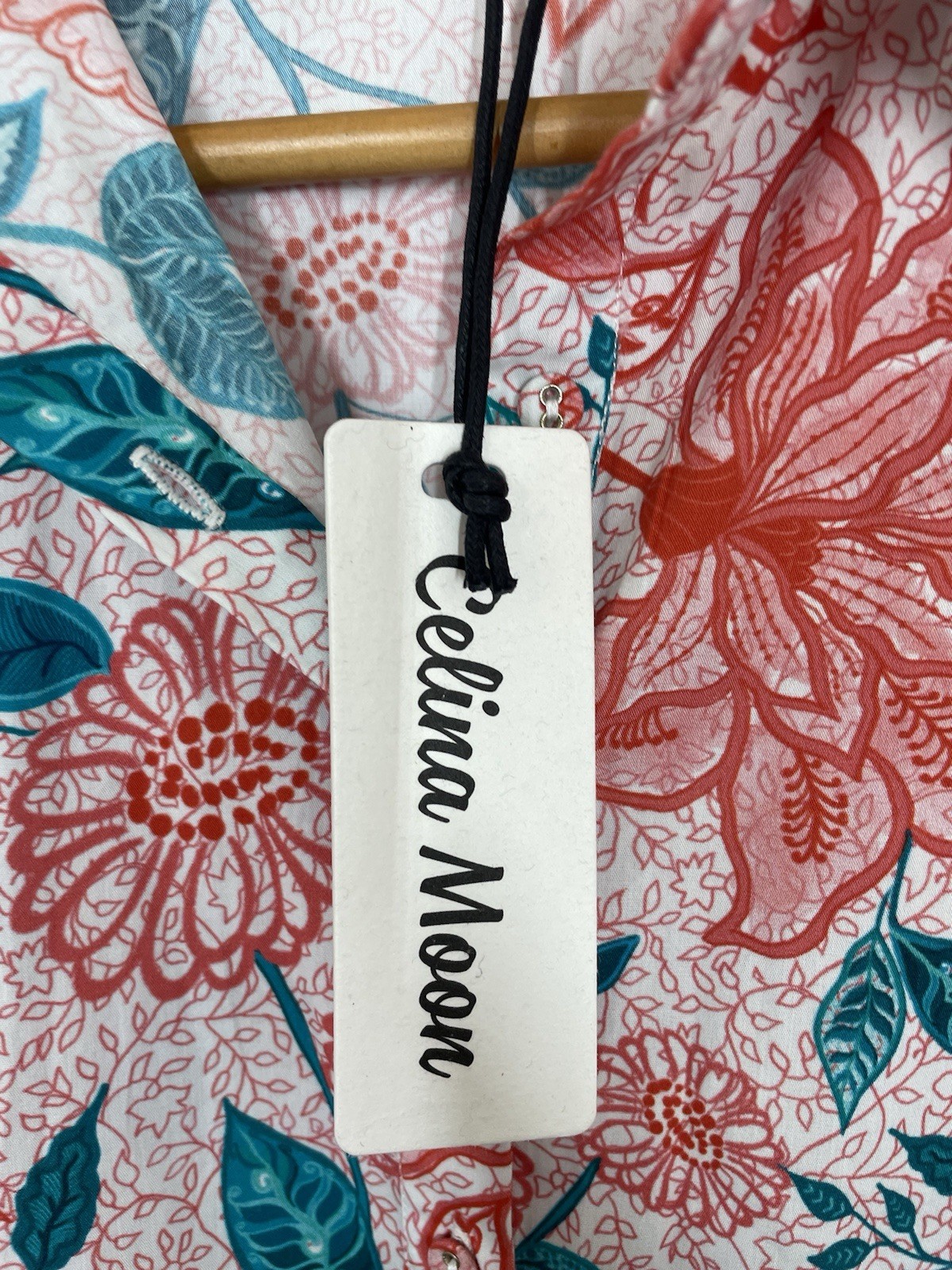 Celina Moon Womens BUtton Front Shirt Midi Dress Floral Red Green Size XS NWT