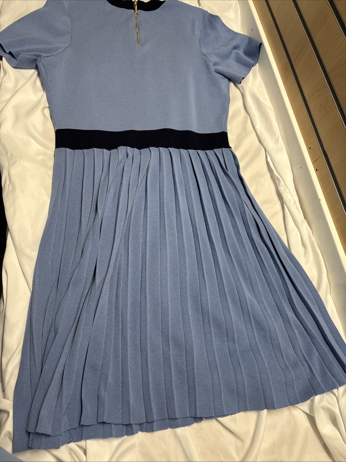 Alexia Admor Women’s Anders Fit And Flare Dress, Blue, Size XL, Gold Detail