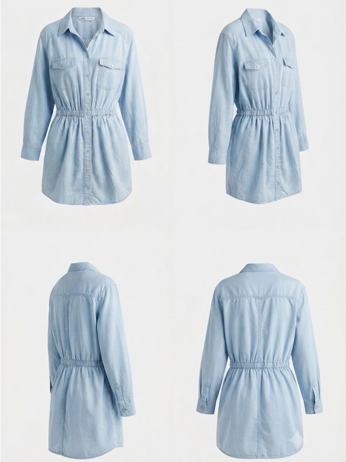 Zara Light Blue Chambray Shirt Mini Dress Size Large