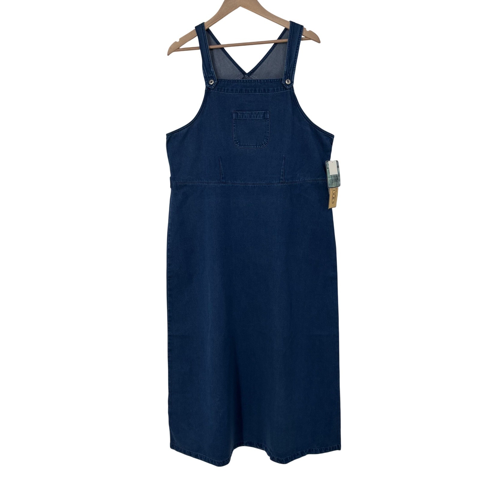 Directives Womens XL Denim Pinafore Overall Dress Dark Wash Cotton Lyocell NWT