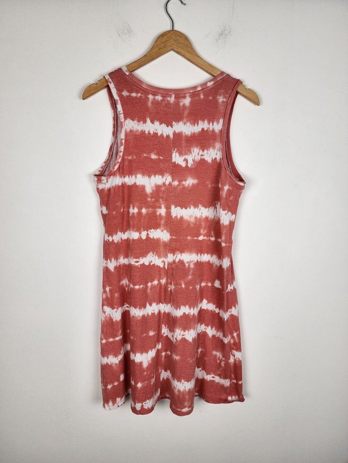 SO Coral and White Tie-Dye Cotton Mini Dress Size M