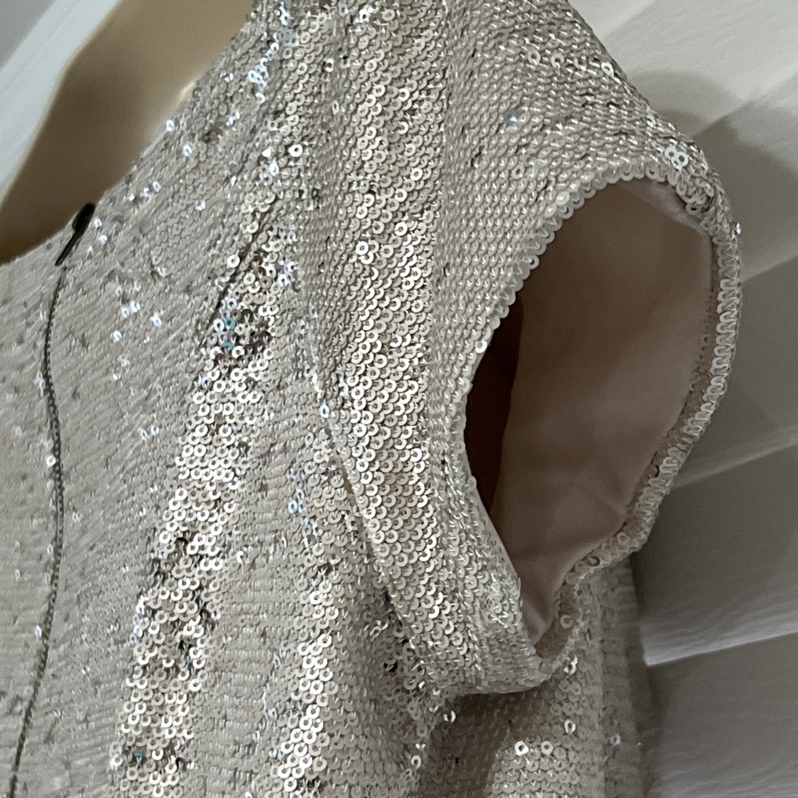 Vintage Dorothy Perkins Sequin Dress Women’s Sz 10 Champagne Lux Classic Elegant