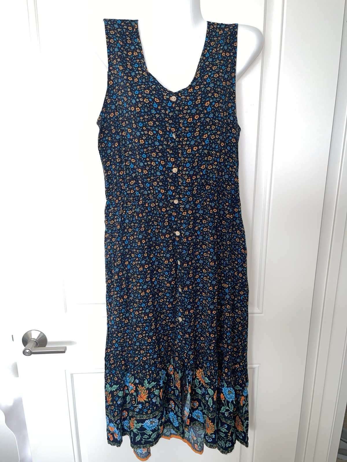 TEMOFON Multicolor Floral Women’s Summer Sleeveless Bohemian Dress V-Neck LARGE