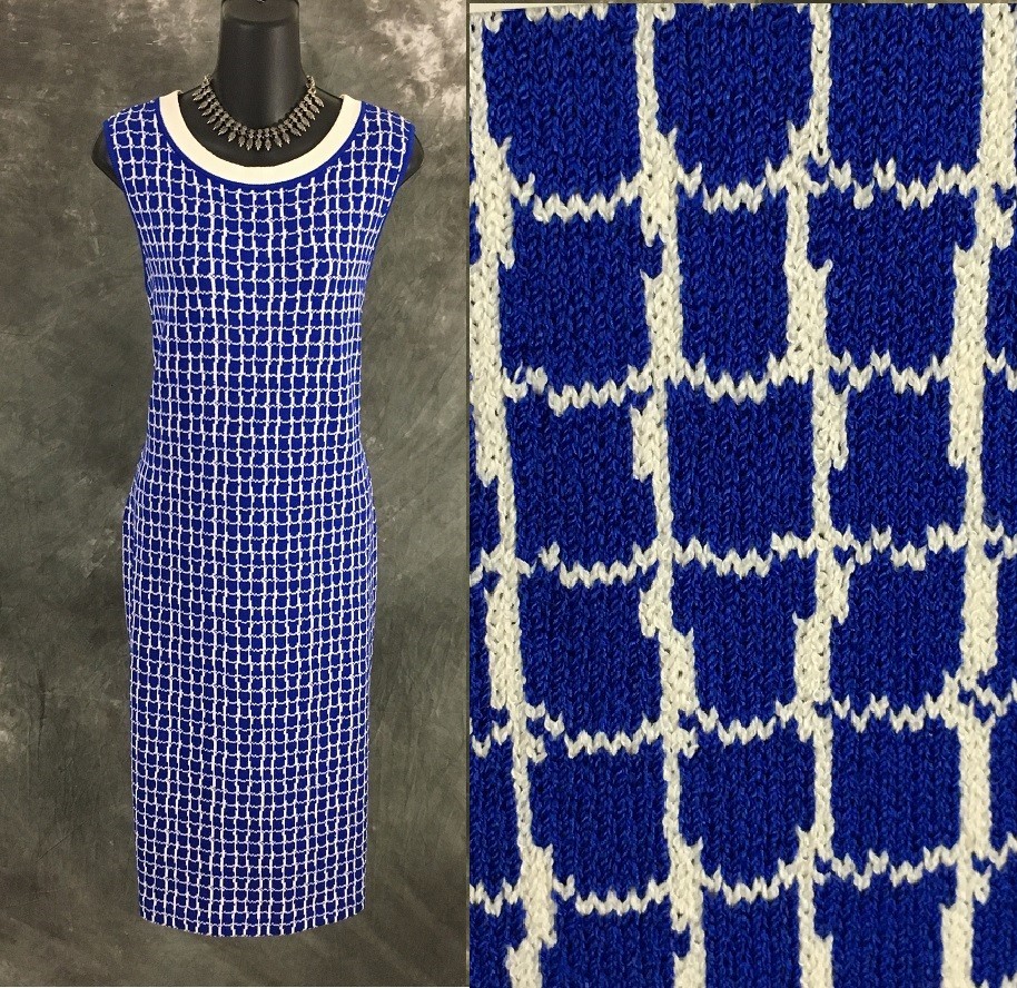 NWT NEW BEAUTIFUL St John collection knit Blue white dress size 10