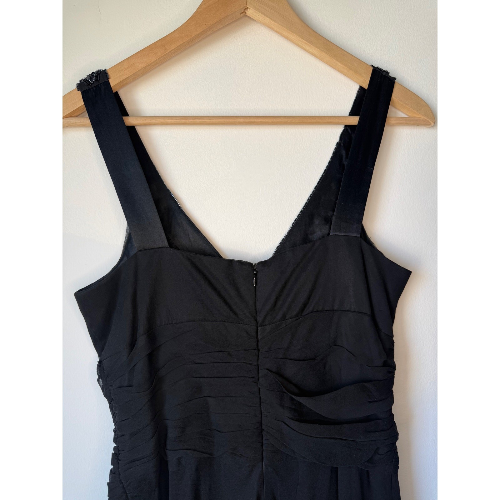 Donna Ricco Y2K Vintage Black Silk Beaded Handkerchief Cocktail Dress Size 8