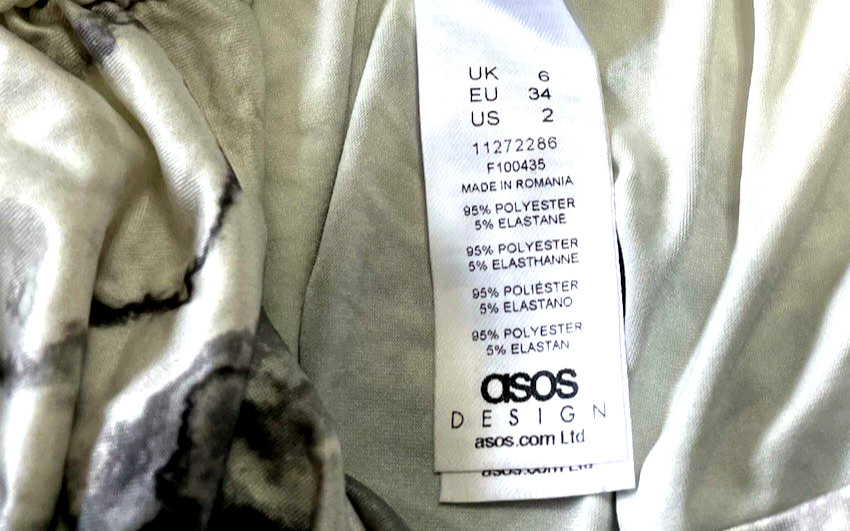 Glamorous Cocktail Silver Bodycon Mini Dress Sz 2 Ruched Square Neck ASOS DESIGN