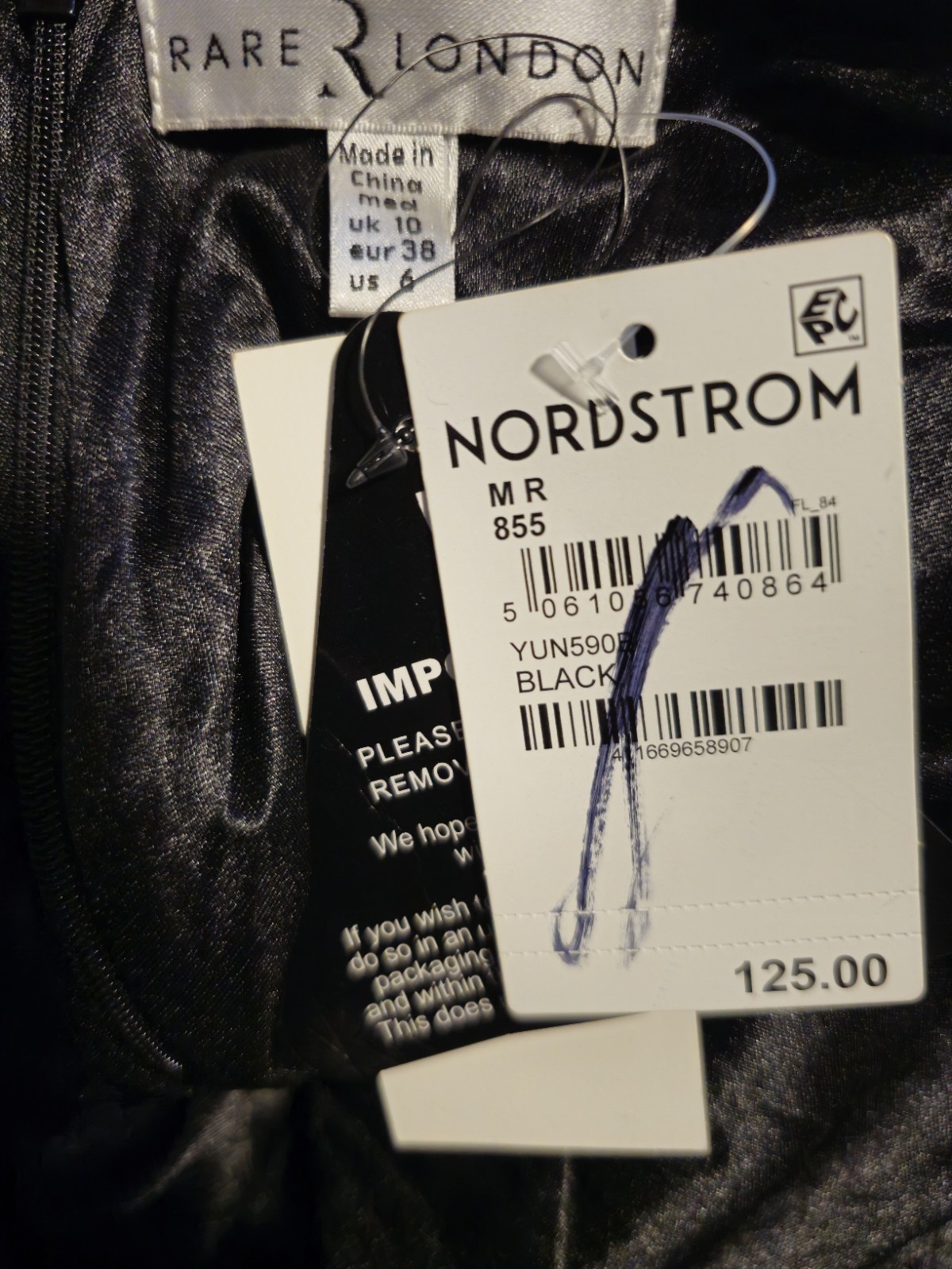 Rare London, Halter Midi Cocktail Party Dress, Fur Trim, Black, Women’s Size 6