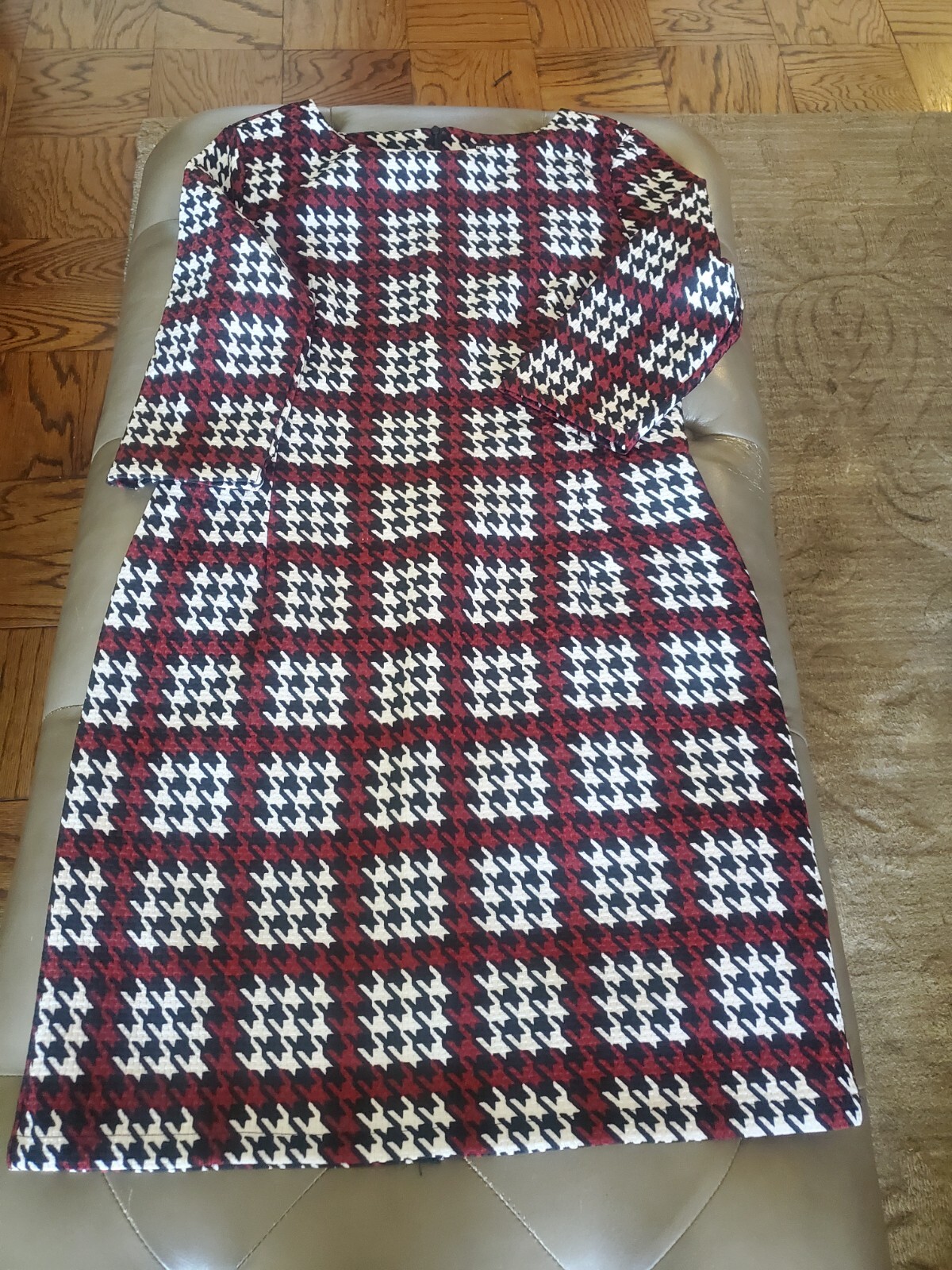 Metrostyle Womens Houndstooth Pattern Dress Size XL MAROON