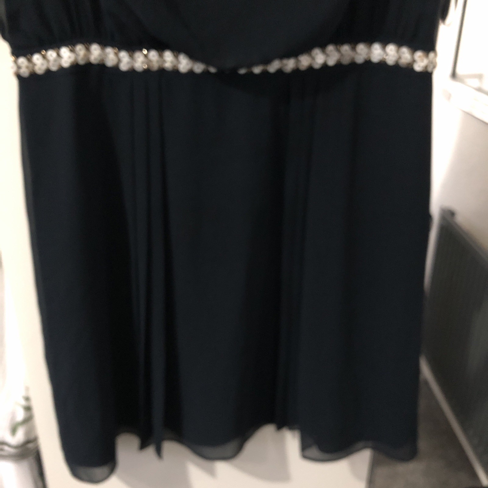 Monsoon Size 16 Pit To Pit 20in Navy Bead/Button Embellished Lined Dress VGC