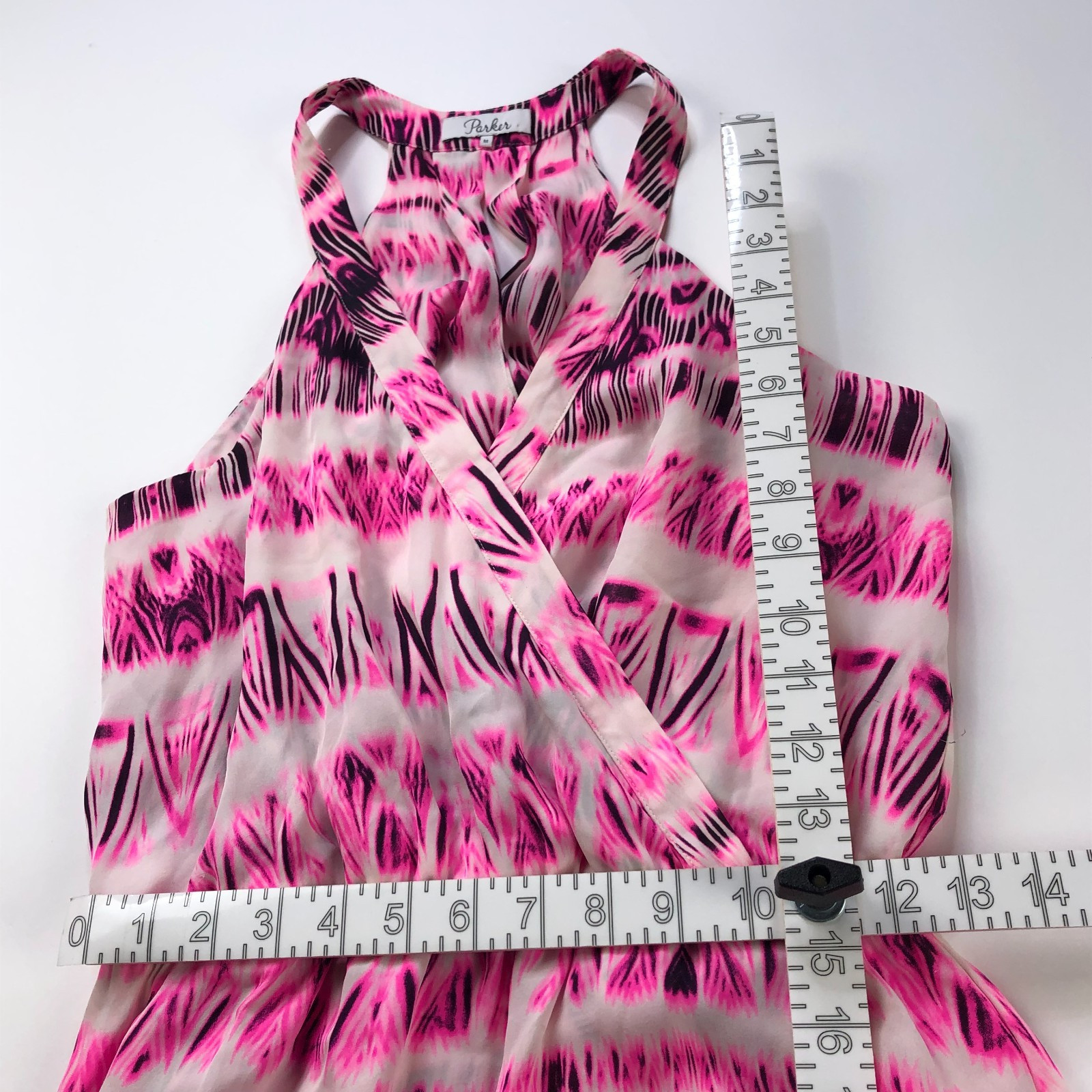 Parker Medium 100% Silk Elastic Waist Mini Dress Pink STAIN PLS READ