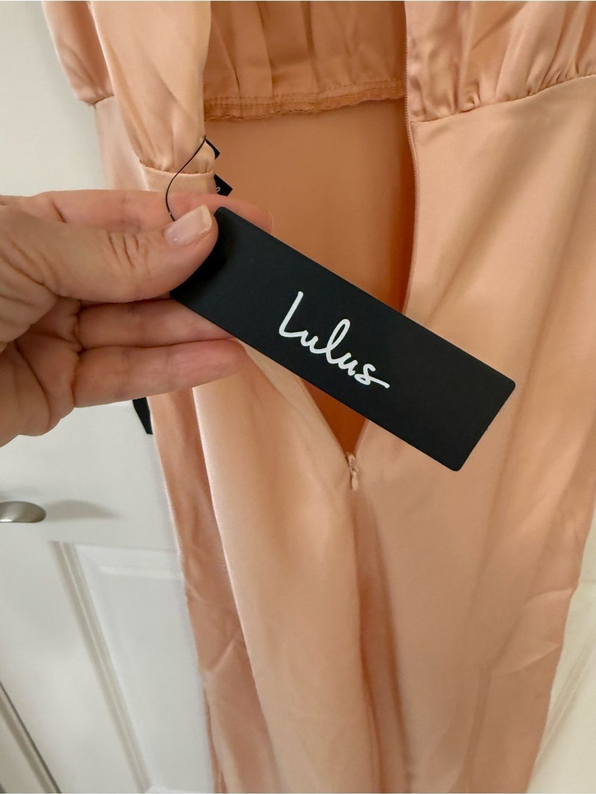 Lulus Satin Peach Maxi Dress High Neck Sleeveless Size XS NWT