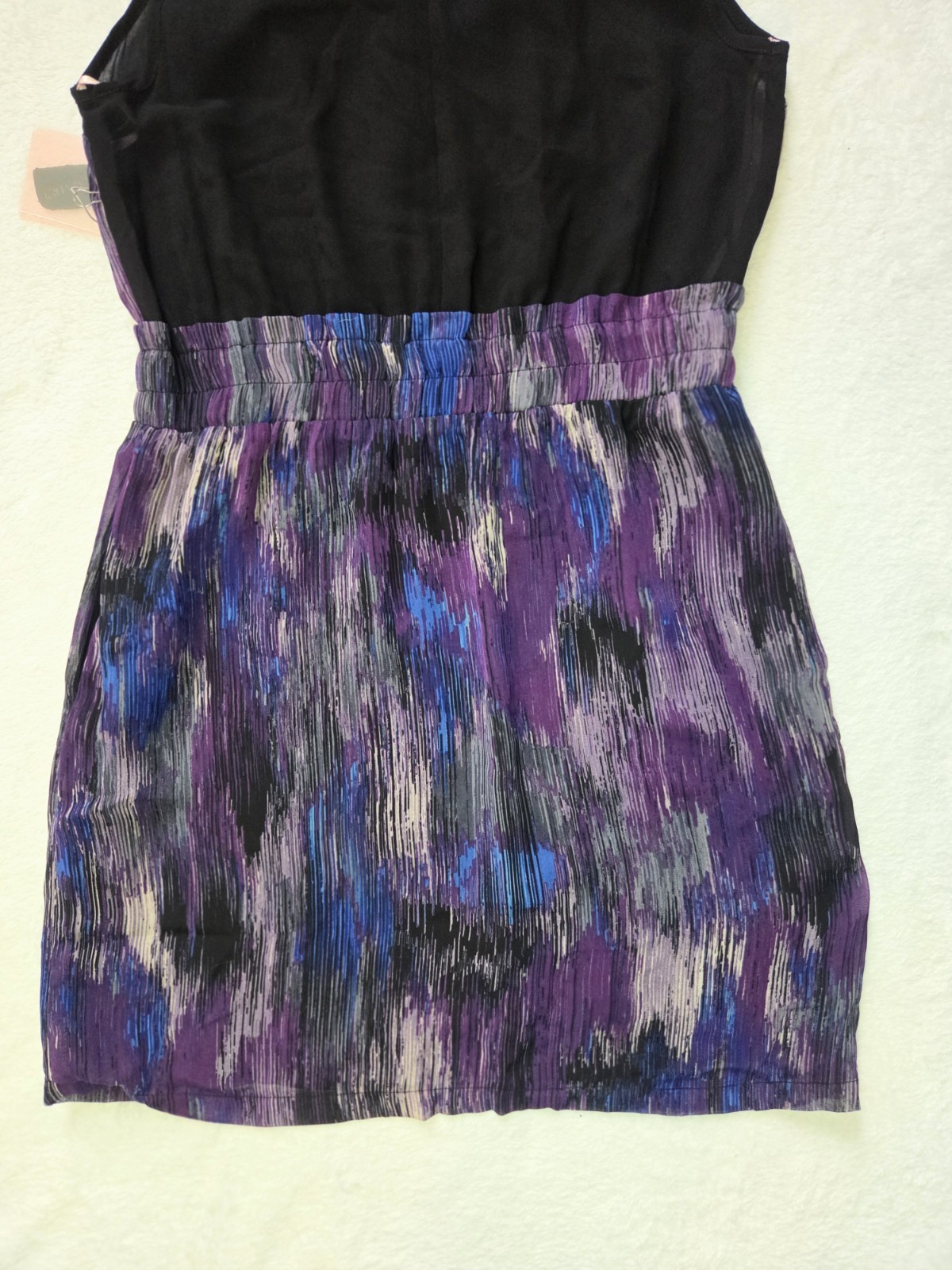 NWT Forever 21 Contemporary Purple Abstract Watercolor Mesh Mini Dress XS Artsy