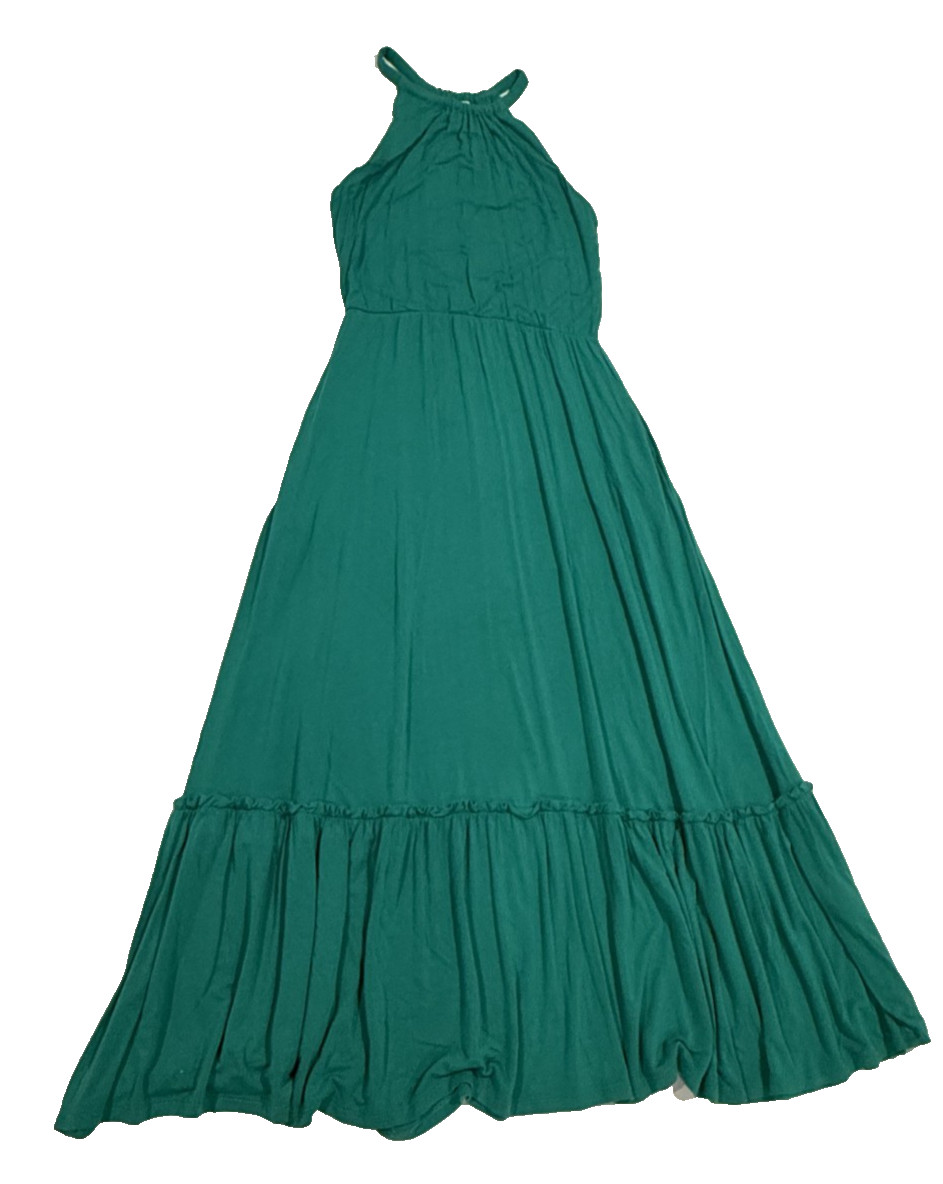 Cynthia Rowley Kelly Green Halter Midi Dress with Pockets Size Small