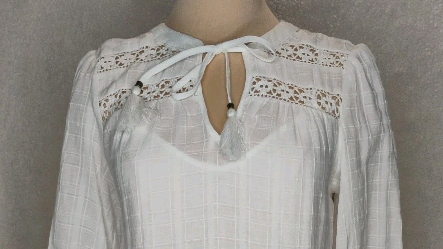 Knox Rose NWT Ivory Long Sleeve Peasent/Hippie Dress S