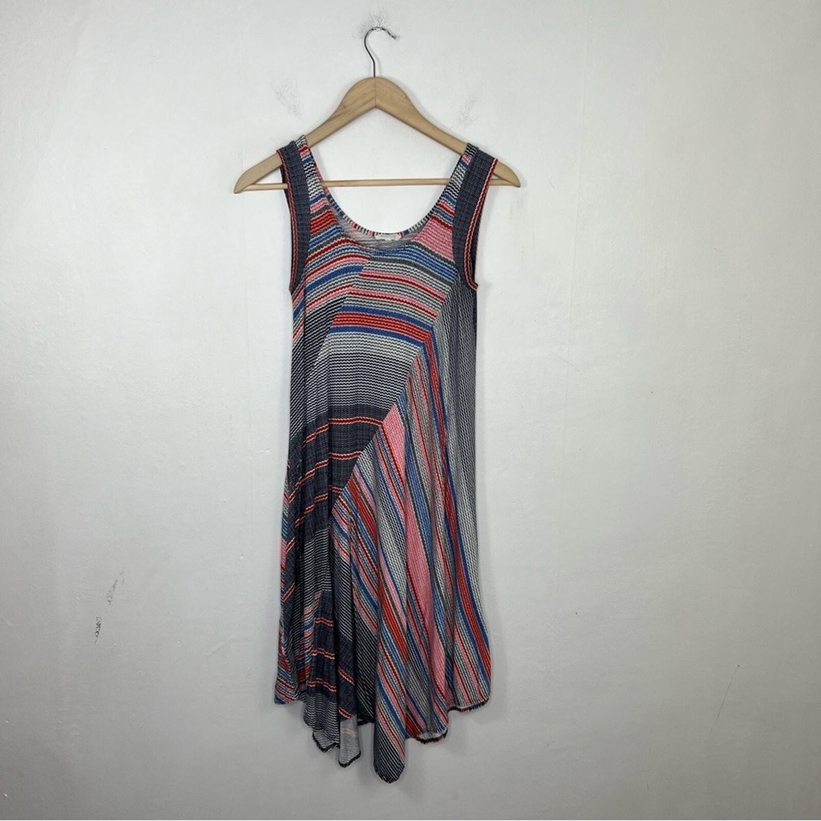 Anthropologie Weston Amaya Handkerchief Hemline Striped Sleeveless Swing Dress