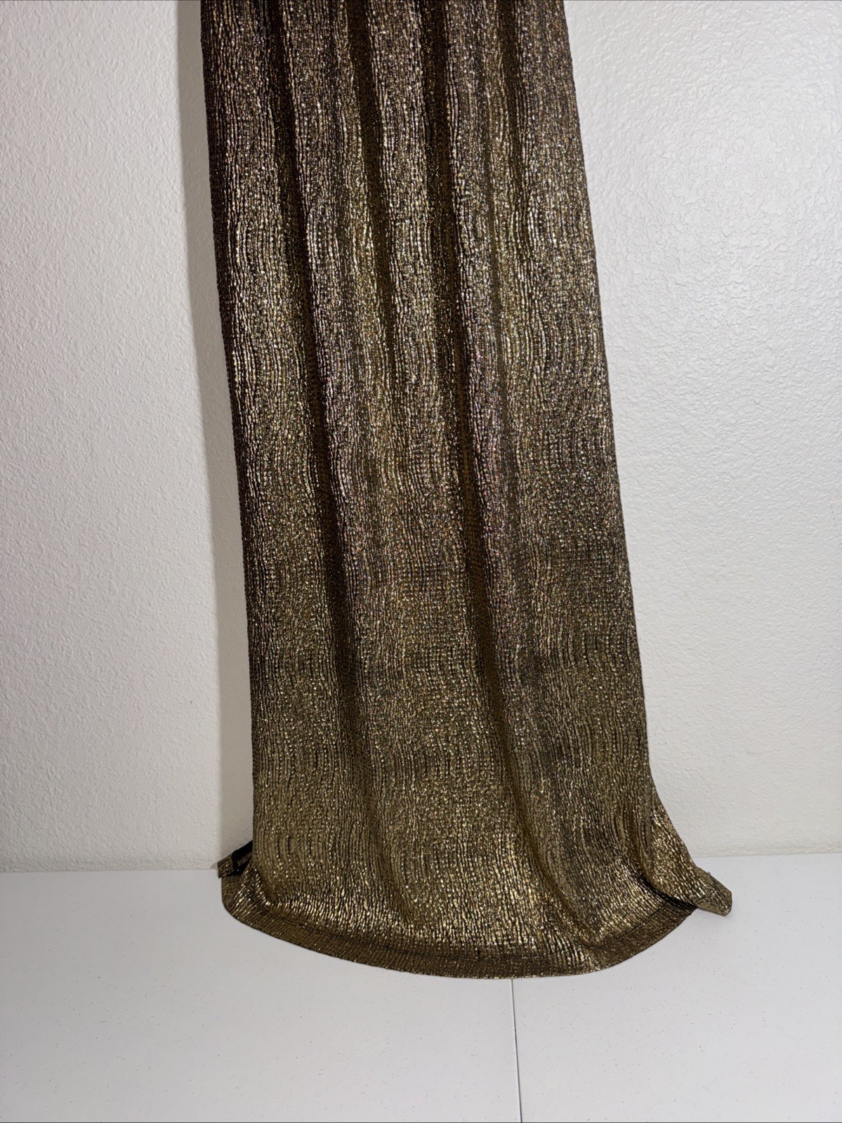 Gianni Bini Gold Metallic Strapless Maxi Cocktail Dress Size Medium Party Club