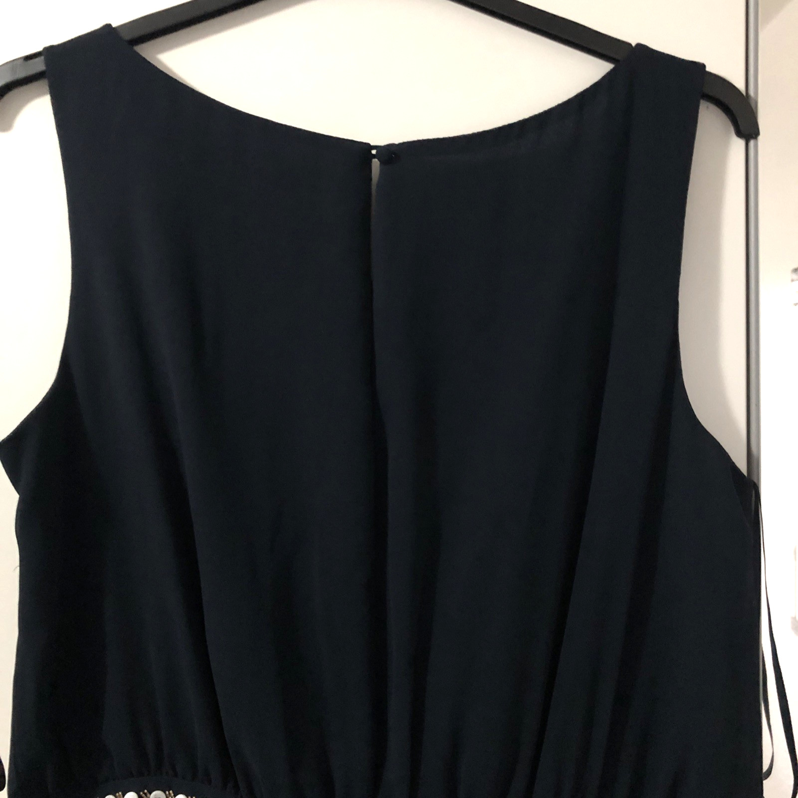 Monsoon Size 16 Pit To Pit 20in Navy Bead/Button Embellished Lined Dress VGC