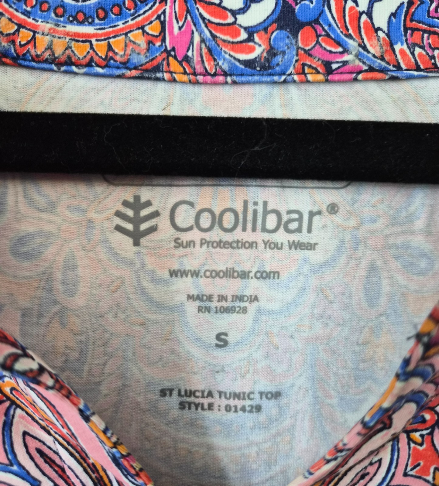 Coolibar Dress Womens Small blue pink UPF 50+ Sun Protective Tunic 3/4 Sleeve