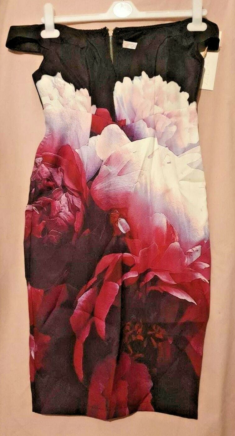 Ginger Fizz All Over Floral Bardot Midi Dress UK 10 LN004 HH 09