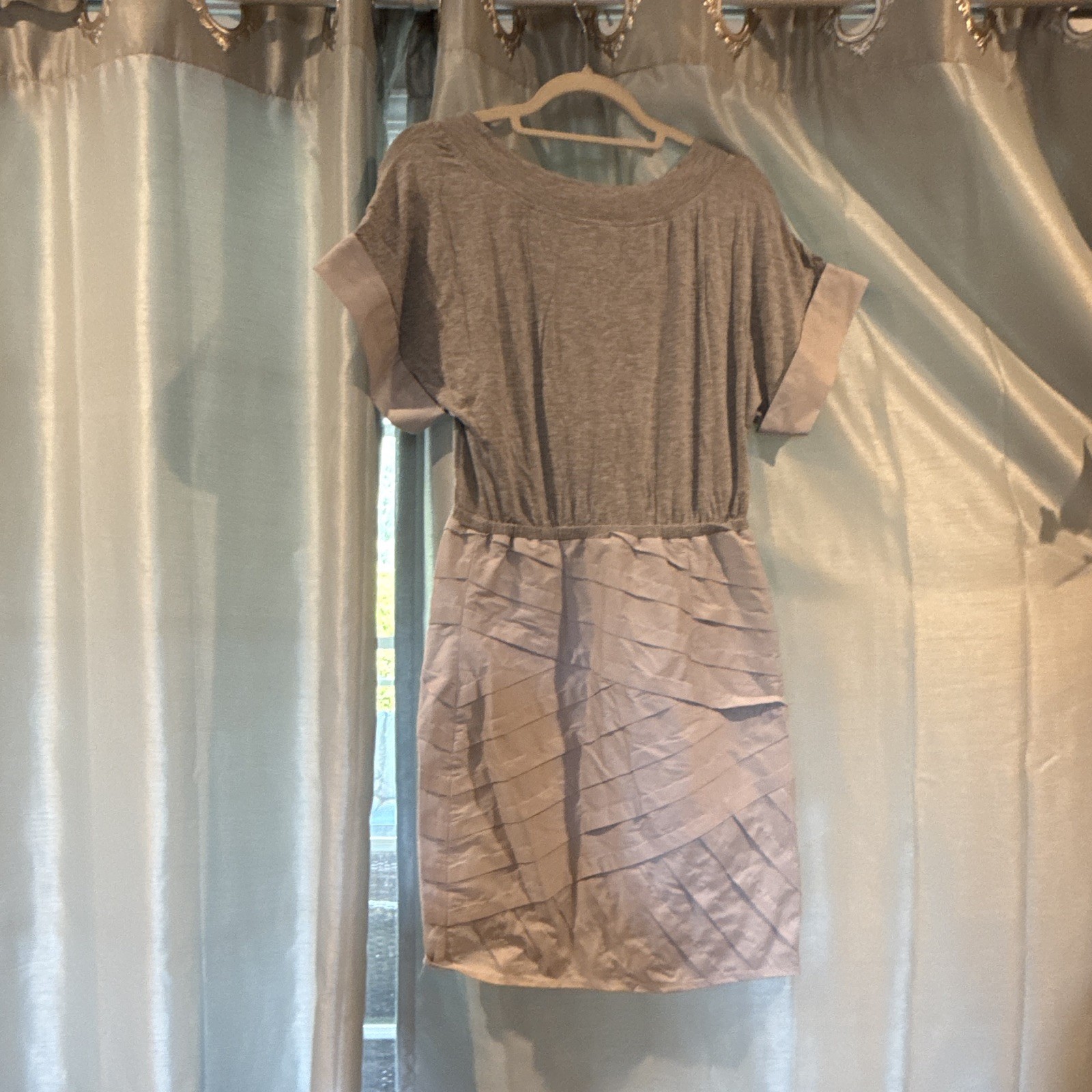 Tracy Reese Women’s Small Light Gray Mixed Media Colorblock Dress