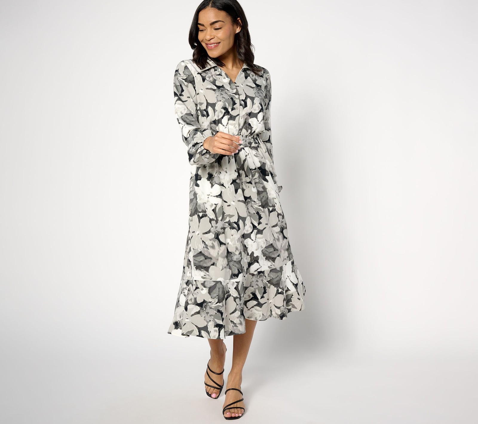 Isaac Mizrahi Live! Women’s Dress Sz 12 Printed Crepe Midi Multi-colored A645001