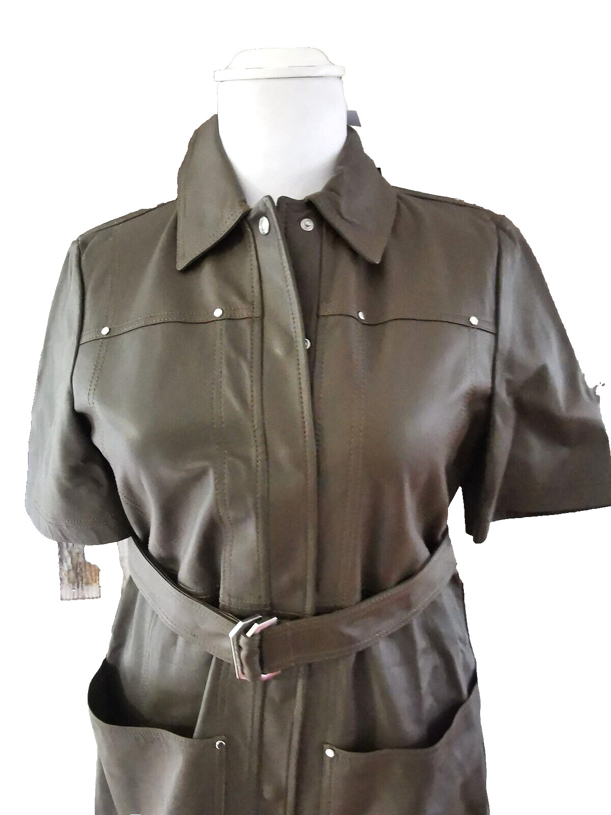 🌟 Sportmax by MAX MARA Nappa LEATHER Dress Usa2_ It36_ De32_ Uk4_ Fr34
