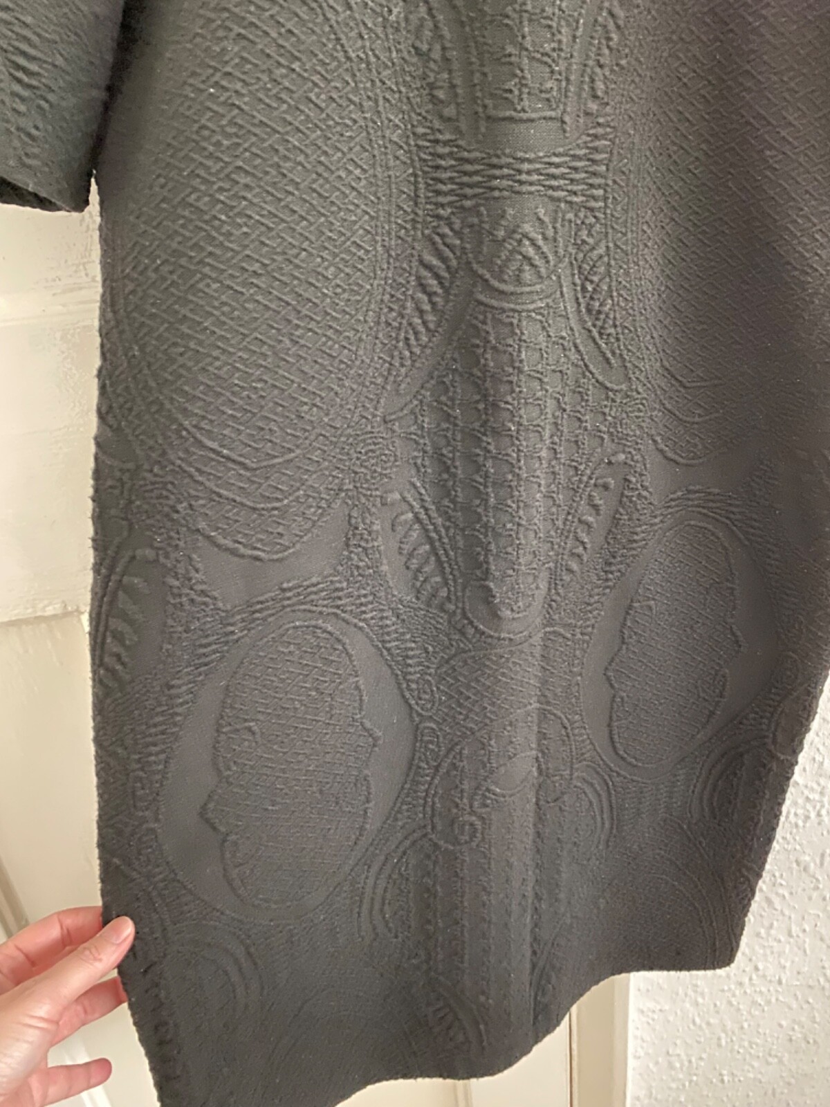 Esprit Essential Pattern Black Dress with a small stand-up collar; UK size XL
